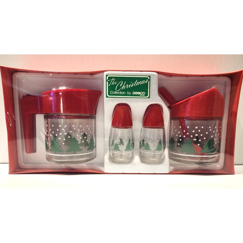 The Christmas Collection by Gemco‎ 4 piece Servingware  Cream Sugar S&P   NEW